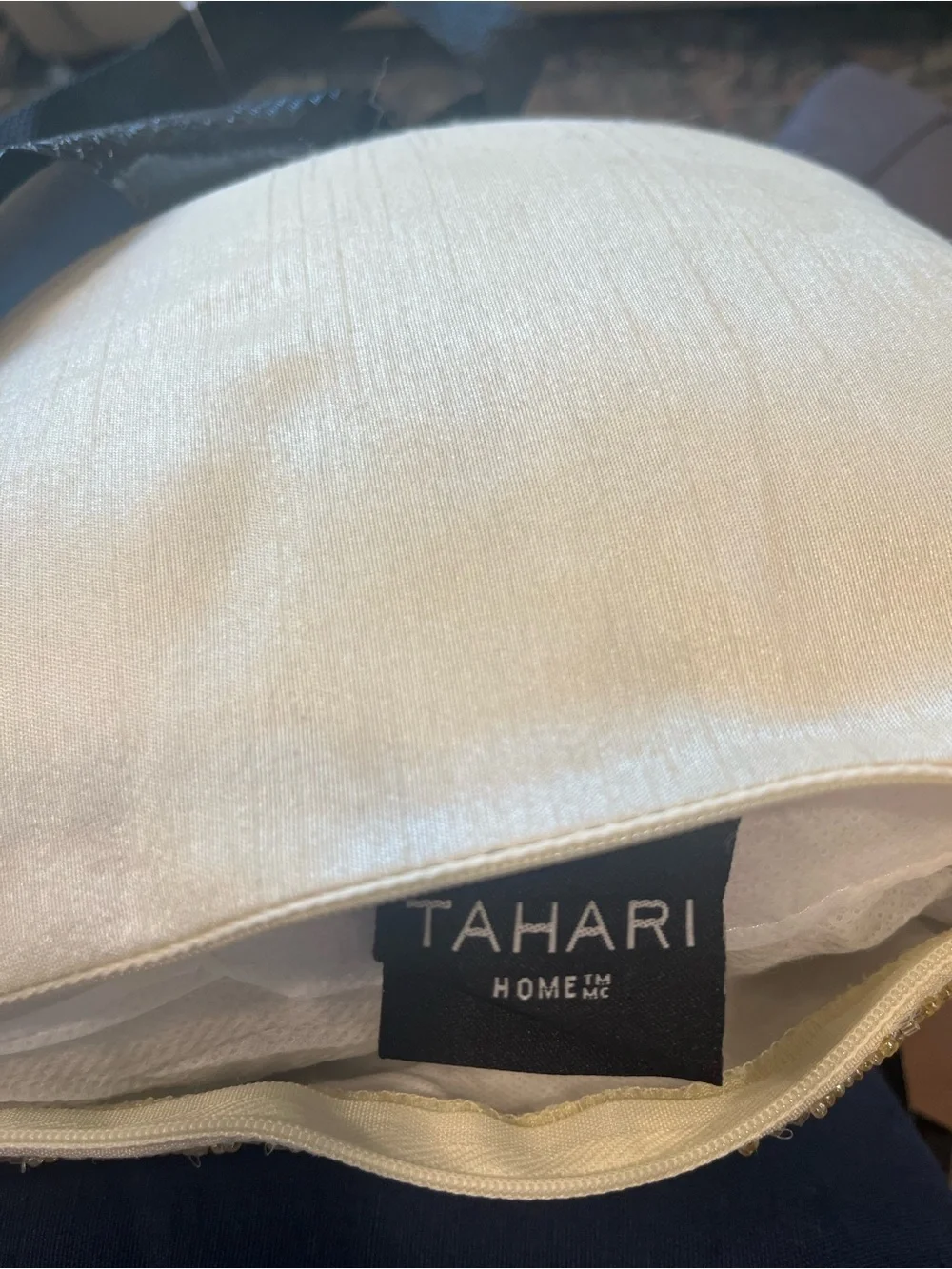 Tahari Gold Beaded Scallop Accent Pillow